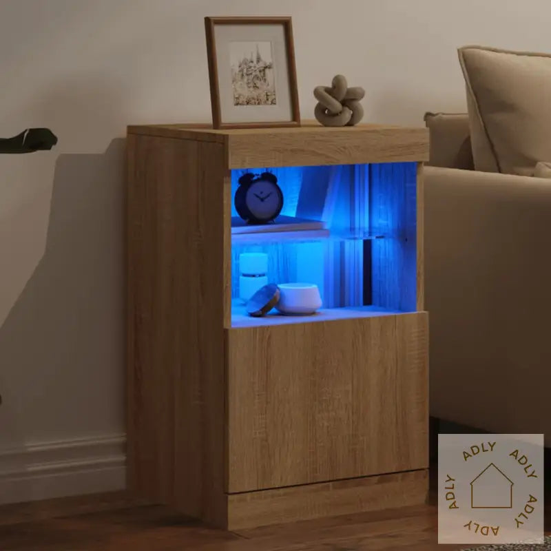 Skjenk Med Led-Lys Sonoma Eik 41X37X67 Cm
