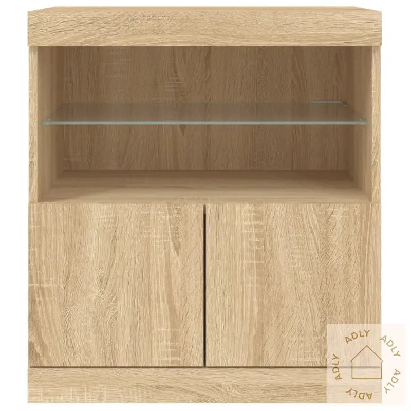 Skjenk Med Led-Lys Sonoma Eik 60X37X67 Cm