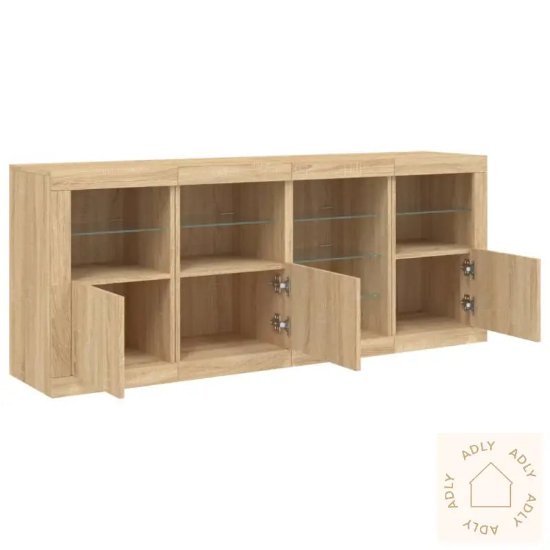 Skjenk Med Led-Lys Sonoma Eik 164X37X67 Cm