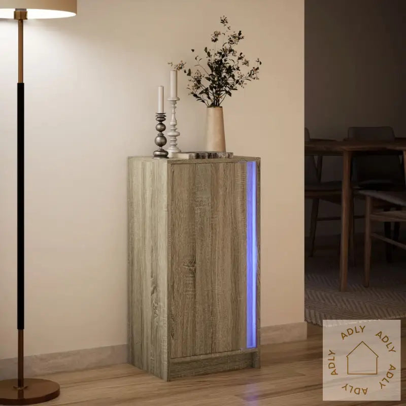 Skjenk Med Led Sonoma Eik 42,5X34X85 Cm Konstruert Tre
