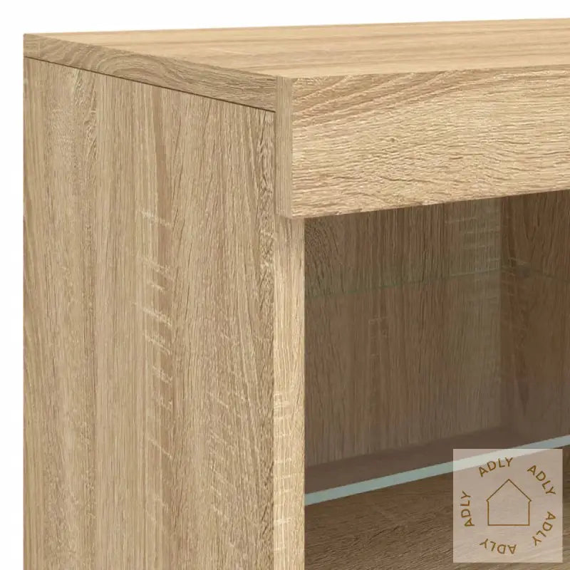 Skjenk Med Led-Lys Sonoma Eik 81X37X67 Cm
