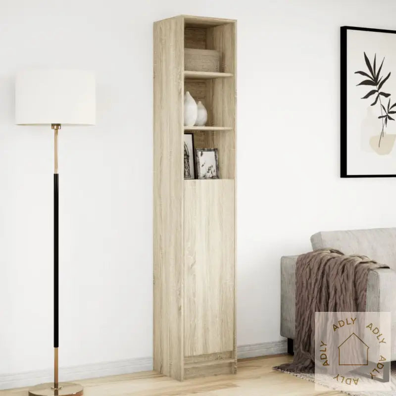 Skjenk Med Led Sonoma Eik 36X32,5X200 Cm Konstruert Tre