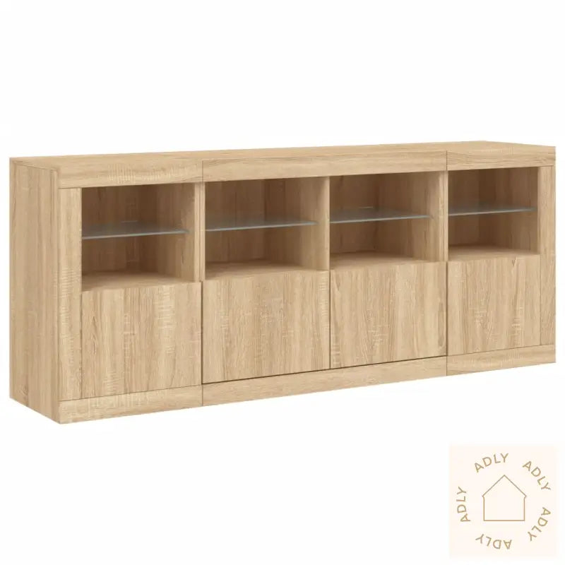 Skjenk Med Led-Lys Sonoma Eik 163X37X67 Cm