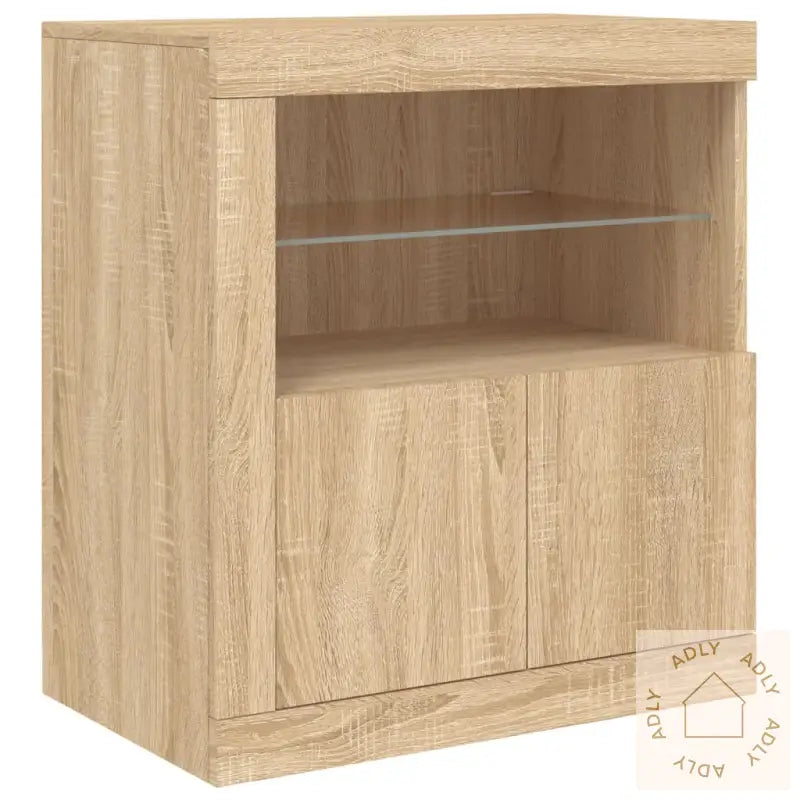 Skjenk Med Led-Lys Sonoma Eik 162X37X67 Cm
