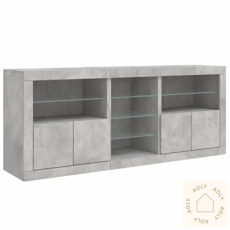 Skjenk Med Led-Lys Betonggrå 181,5X37X67 Cm