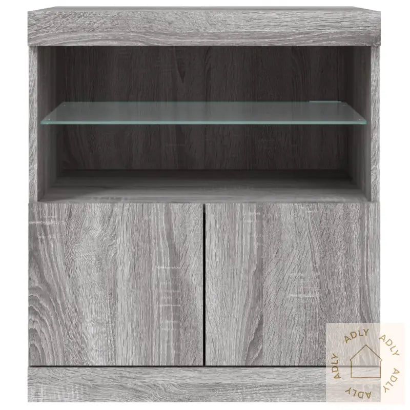 Skjenk Med Led-Lys Grå Sonoma 60X37X67 Cm