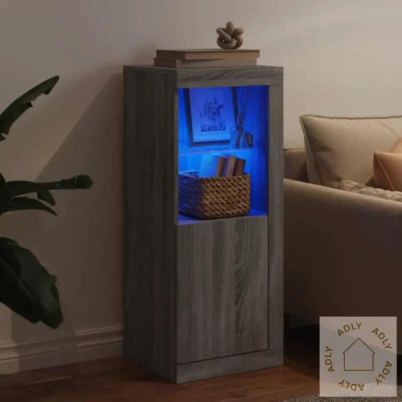 Skjenk Med Led-Lys Grå Sonoma 41X37X100 Cm