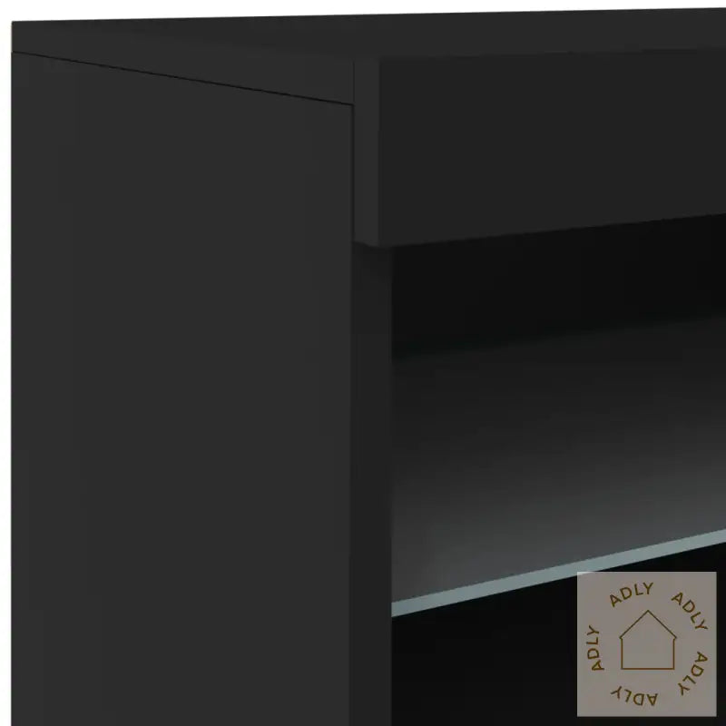Skjenk Med Led-Lys Svart 162X37X67 Cm