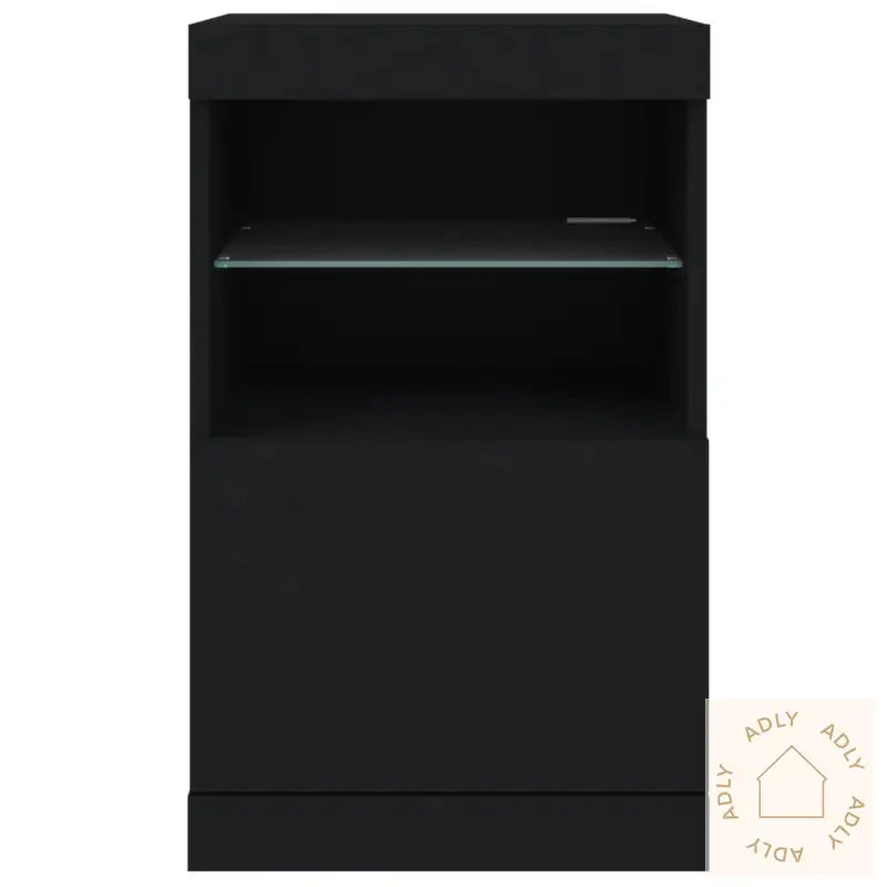 Skjenk Med Led-Lys Svart 41X37X67 Cm