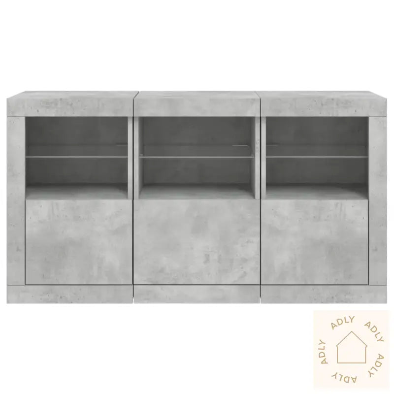 Skjenk Med Led-Lys Betonggrå 123X37X67 Cm