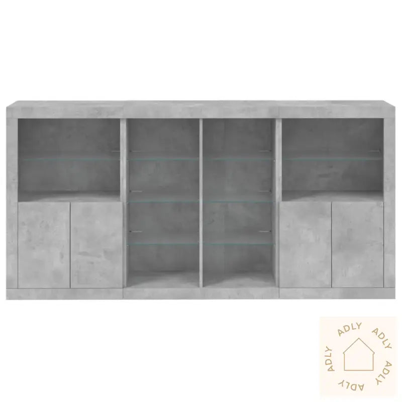 Skjenk Med Led-Lys Betonggrå 202X37X100 Cm