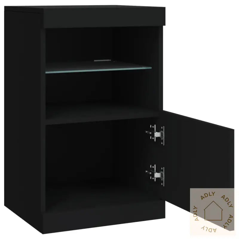 Skjenk Med Led-Lys Svart 41X37X67 Cm