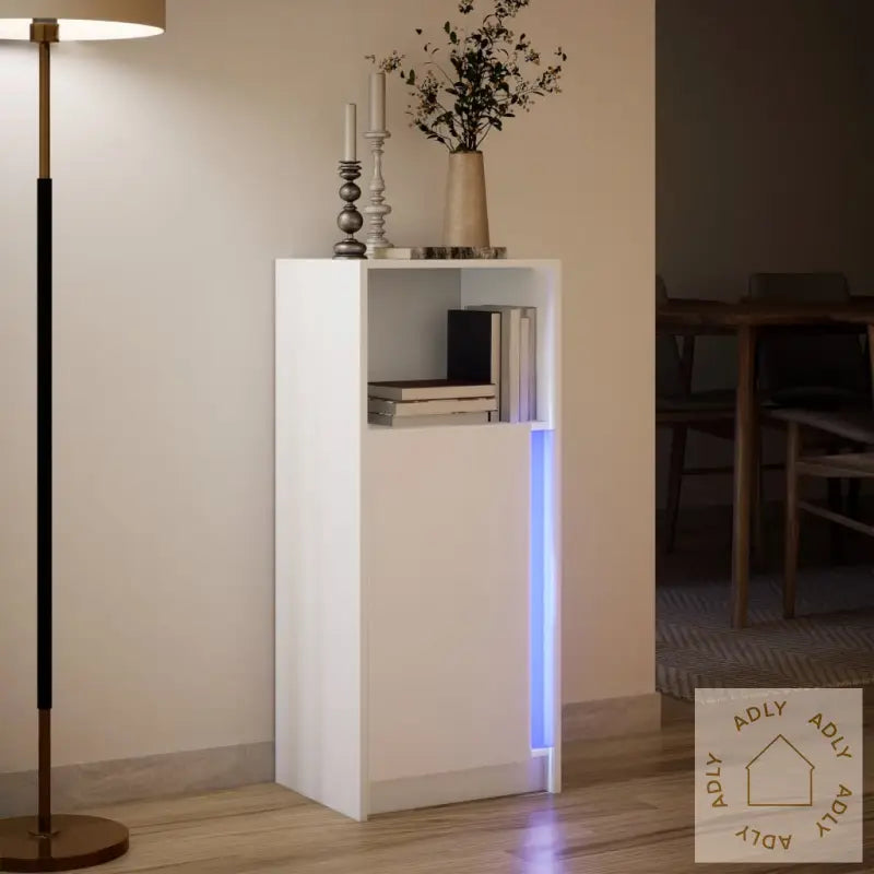 Skjenk Med Led Hvit 42,5X34X100 Cm Konstruert Tre