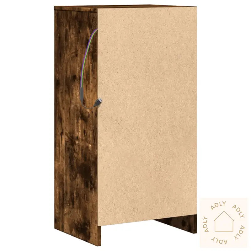 Skjenk Med Led Røkt Eik 42,5X34X85 Cm Konstruert Tre