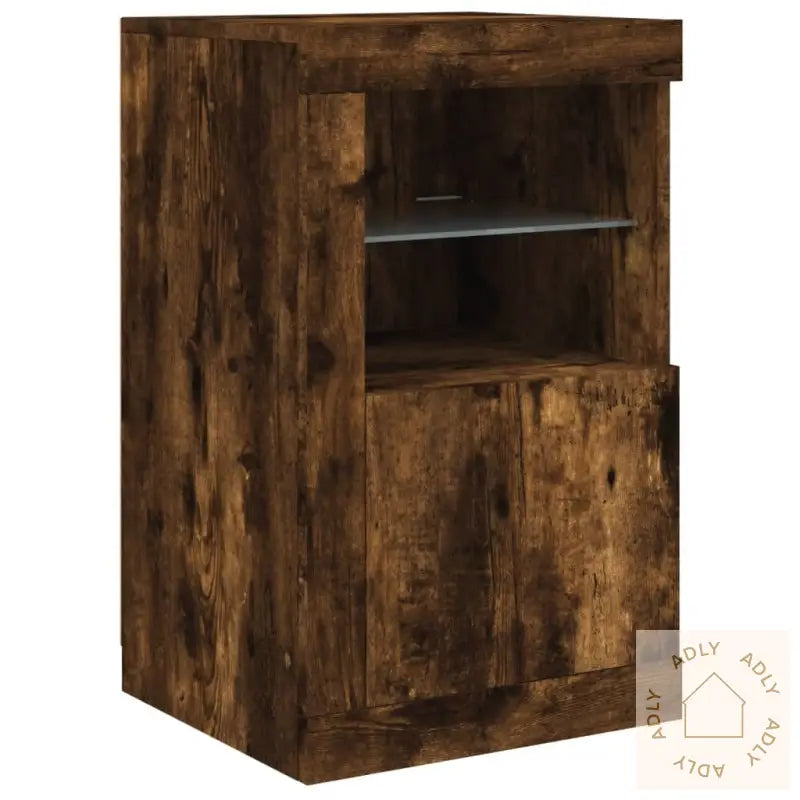 Skjenk Med Led-Lys Røkt Eik 123X37X67 Cm