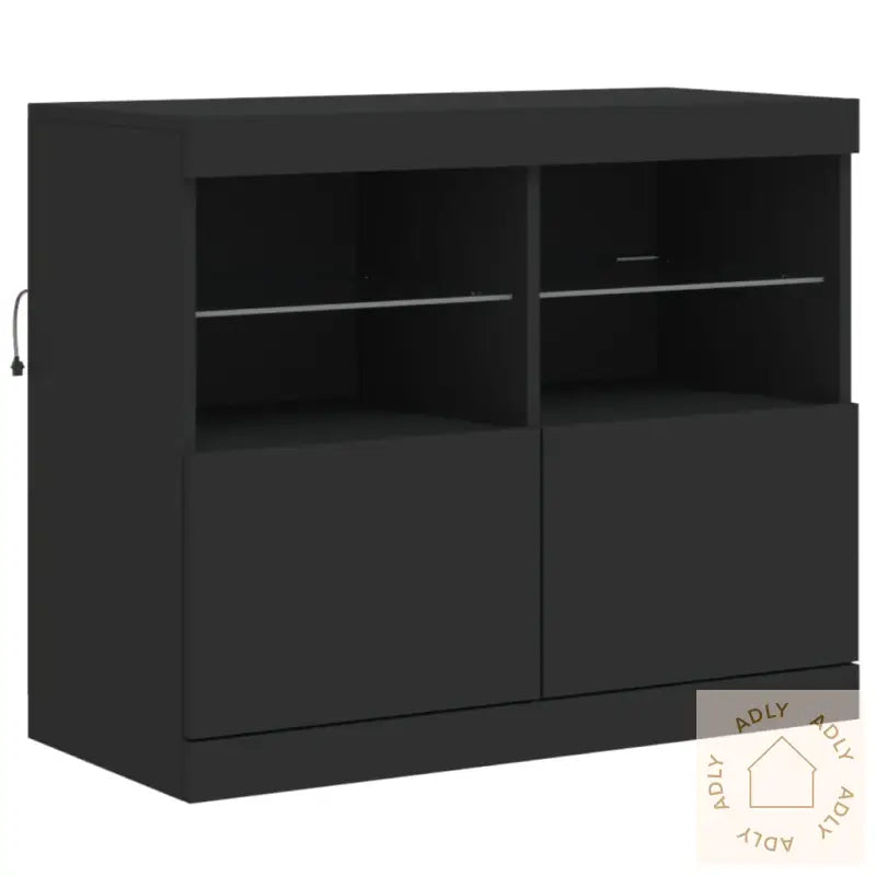 Skjenk Med Led-Lys Svart 81X37X67 Cm