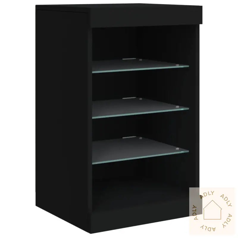 Skjenk Med Led-Lys Svart 123X37X67 Cm