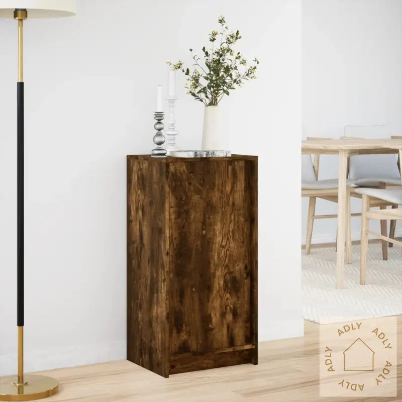 Skjenk Med Led Røkt Eik 42,5X34X85 Cm Konstruert Tre