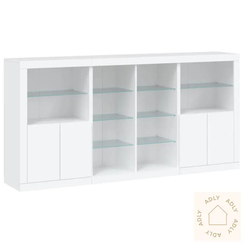 Skjenk Med Led-Lys Hvit 202X37X100 Cm