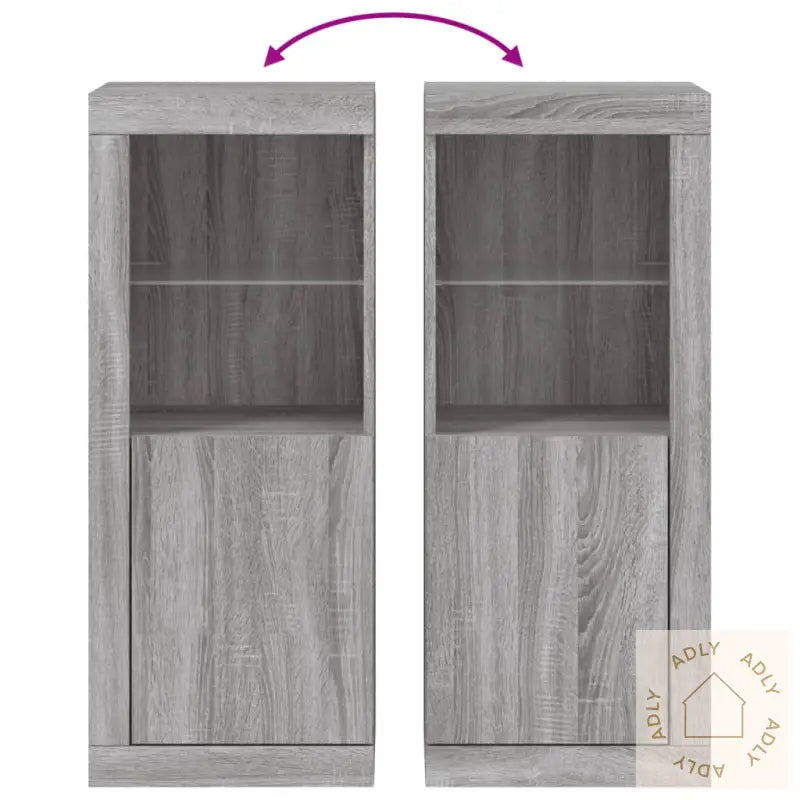 Skjenk Med Led-Lys Grå Sonoma 41X37X100 Cm