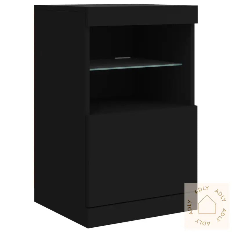 Skjenk Med Led-Lys Svart 41X37X67 Cm