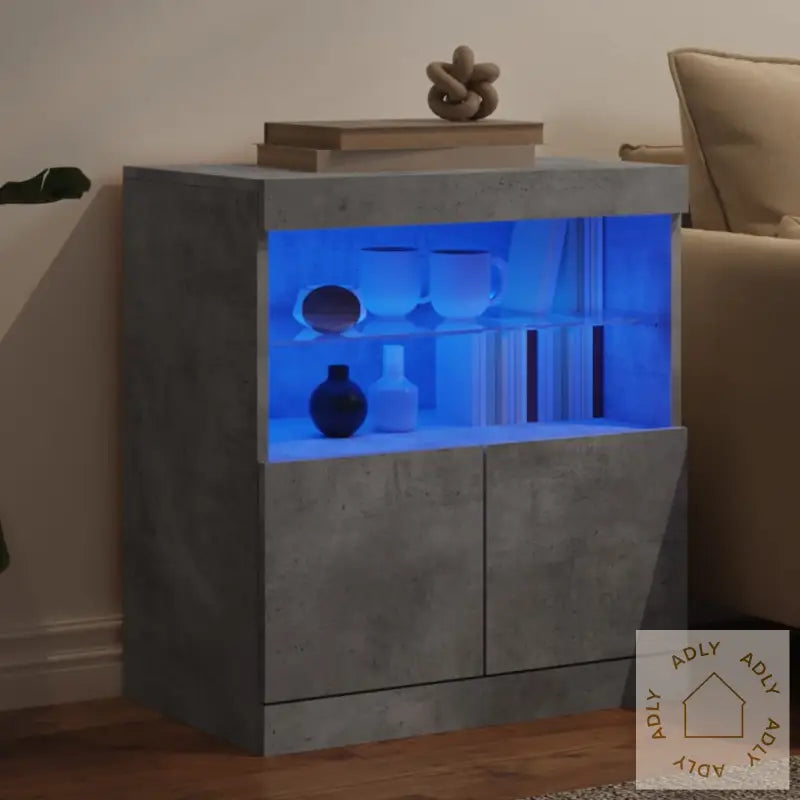 Skjenk Med Led-Lys Betonggrå 60X37X67 Cm