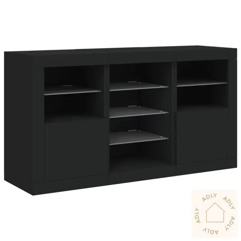 Skjenk Med Led-Lys Svart 123X37X67 Cm
