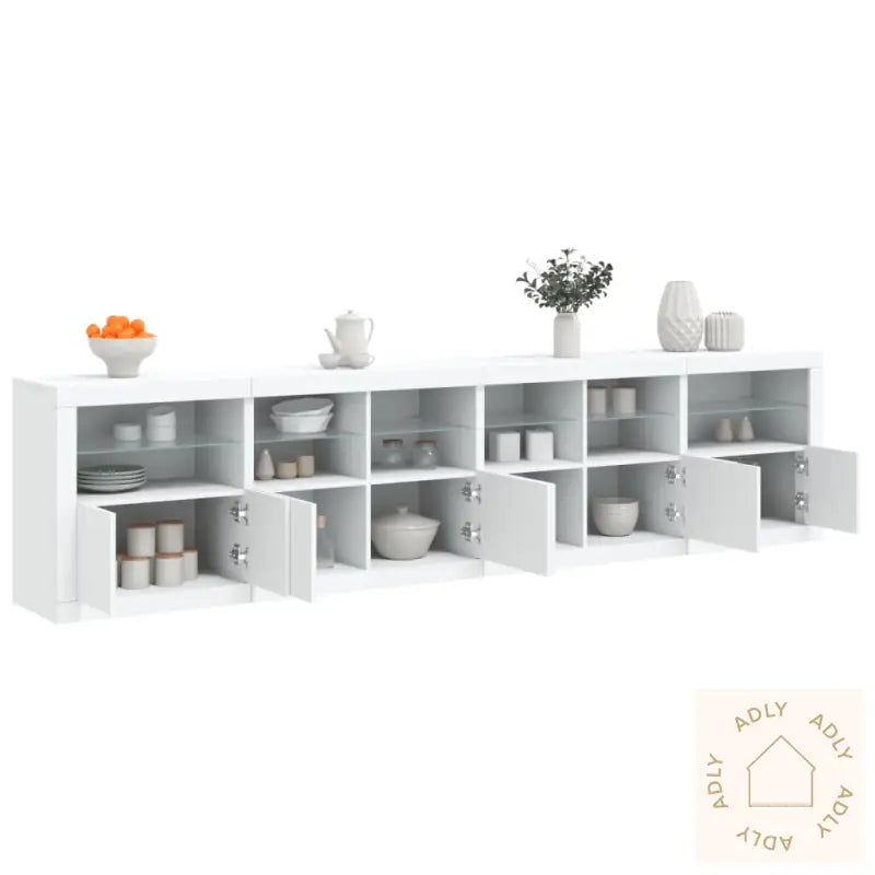 Skjenk Med Led-Lys Hvit 283X37X67 Cm