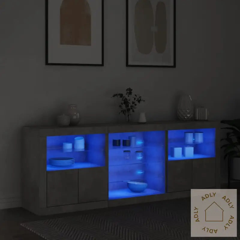 Skjenk Med Led-Lys Betonggrå 181,5X37X67 Cm