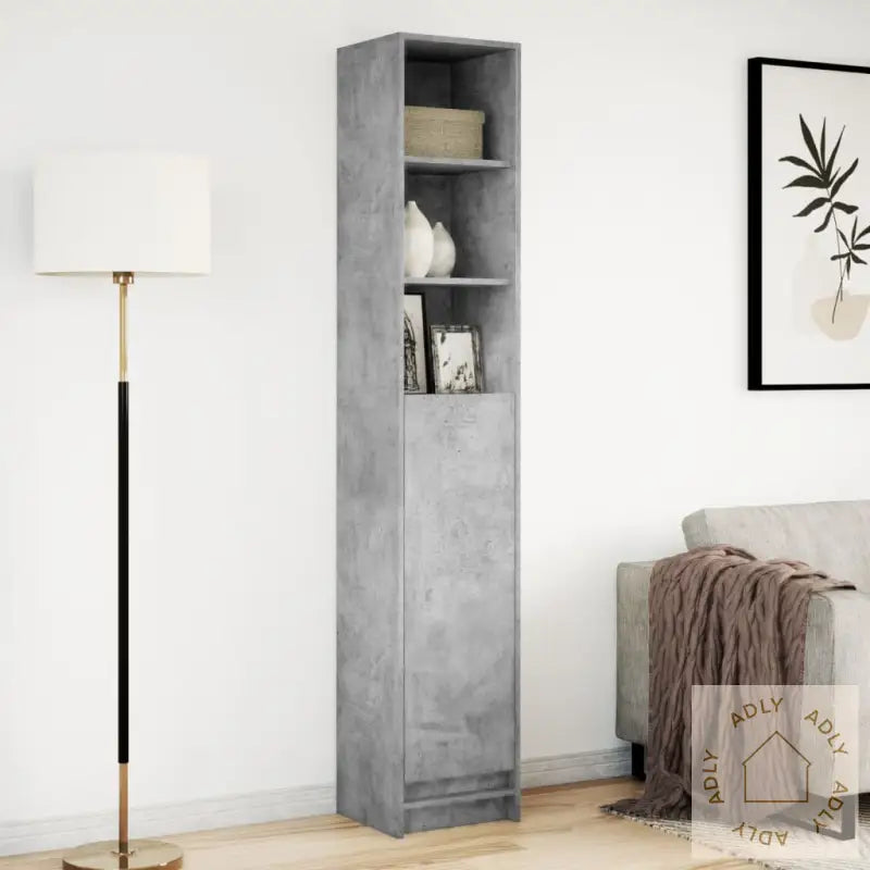 Skjenk Med Led Betonggrå 36X32,5X200 Cm Konstruert Tre