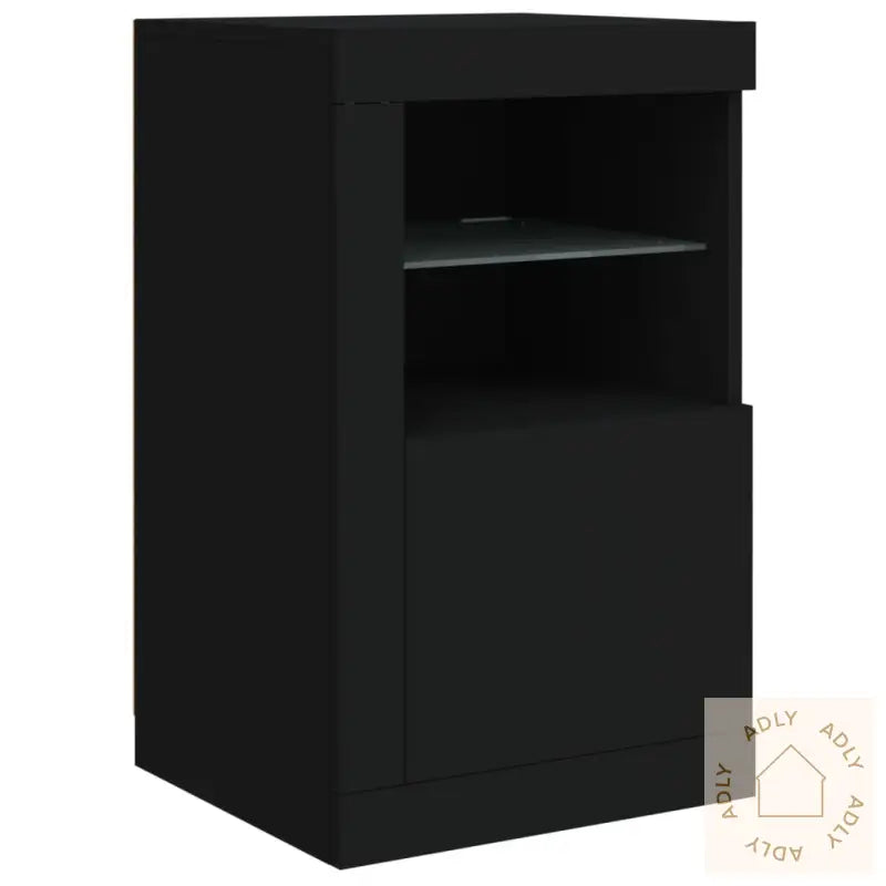 Skjenk Med Led-Lys Svart 142,5X37X67 Cm