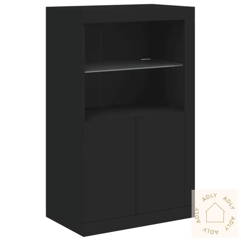 Skjenk Med Led-Lys Svart 181,5X37X100 Cm