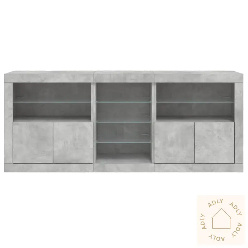 Skjenk Med Led-Lys Betonggrå 181,5X37X67 Cm