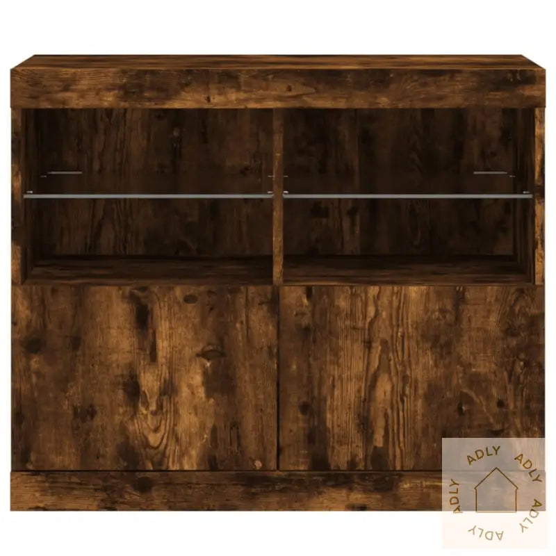 Skjenk Med Led-Lys Røkt Eik 81X37X67 Cm