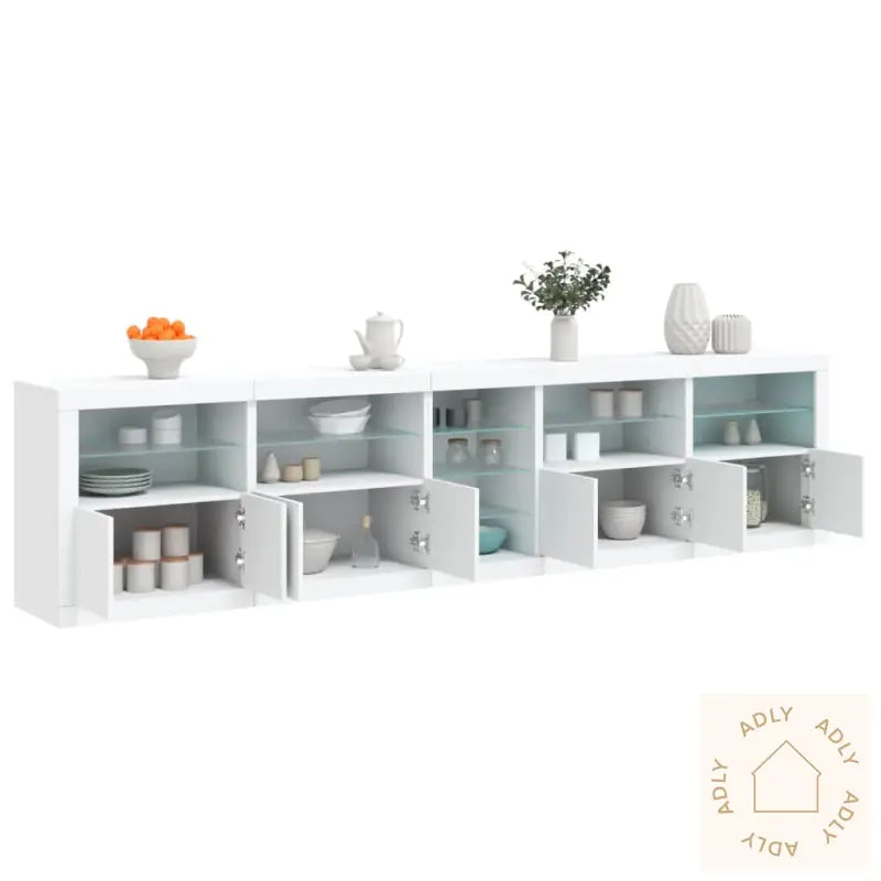 Skjenk Med Led-Lys Hvit 283X37X67 Cm