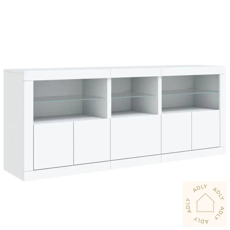 Skjenk Med Led-Lys Hvit 162X37X67 Cm