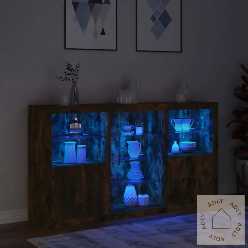 Skjenk Med Led-Lys Røkt Eik 181,5X37X100 Cm