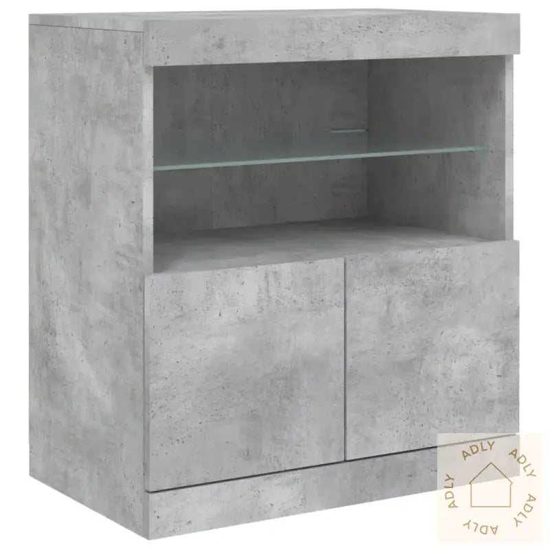 Skjenk Med Led-Lys Betonggrå 60X37X67 Cm
