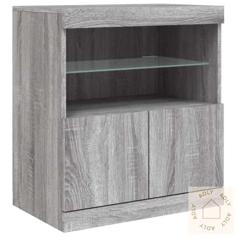 Skjenk Med Led-Lys Grå Sonoma 60X37X67 Cm
