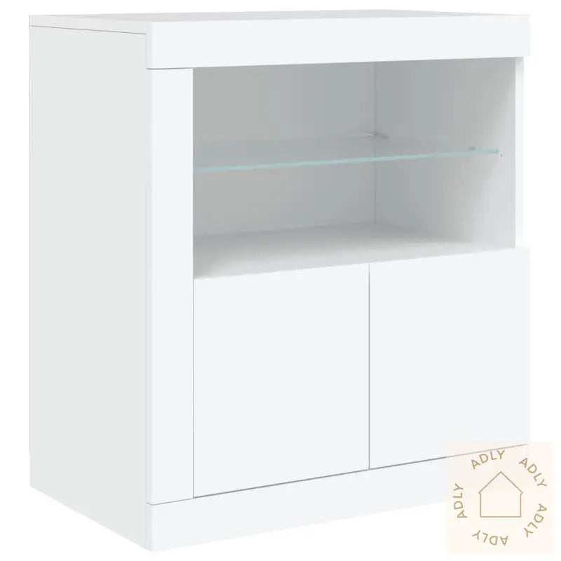 Skjenk Med Led-Lys Hvit 162X37X67 Cm