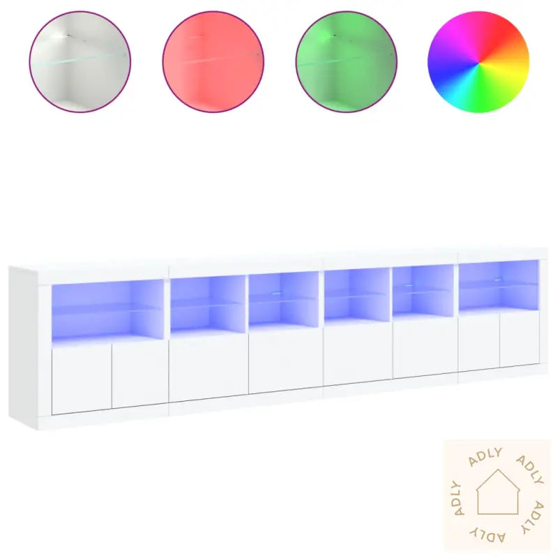 Skjenk Med Led-Lys Hvit 283X37X67 Cm