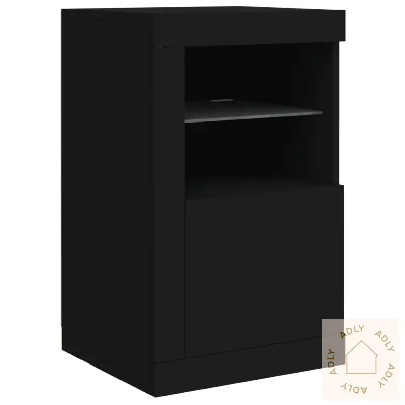 Skjenk Med Led-Lys Svart 123X37X67 Cm