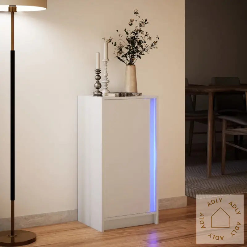 Skjenk Med Led Hvit 42,5X34X85 Cm Konstruert Tre