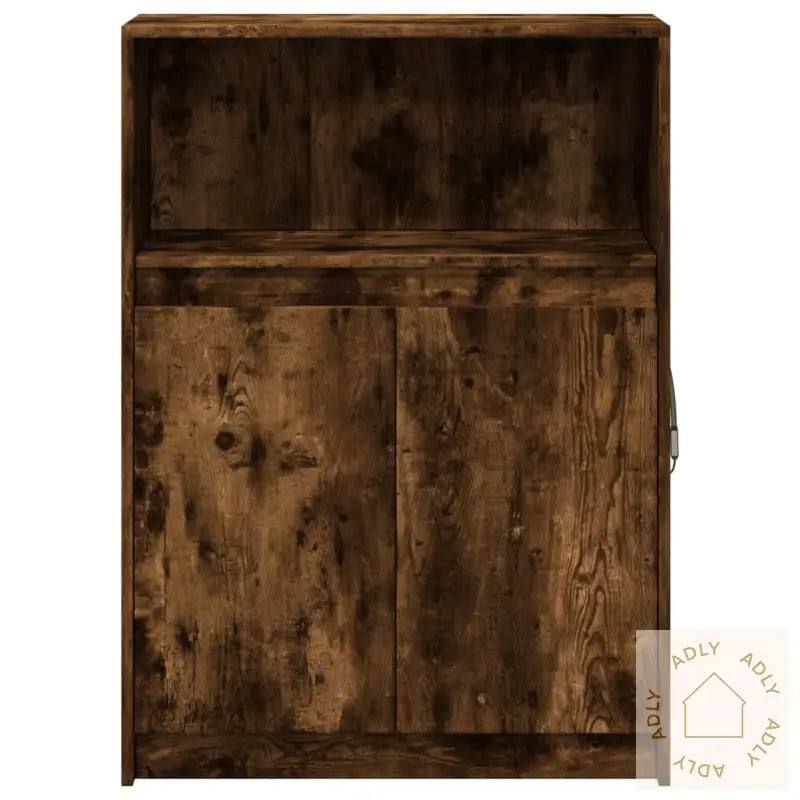 Skjenk Med Led Røkt Eik 72X34X100 Cm Konstruert Tre