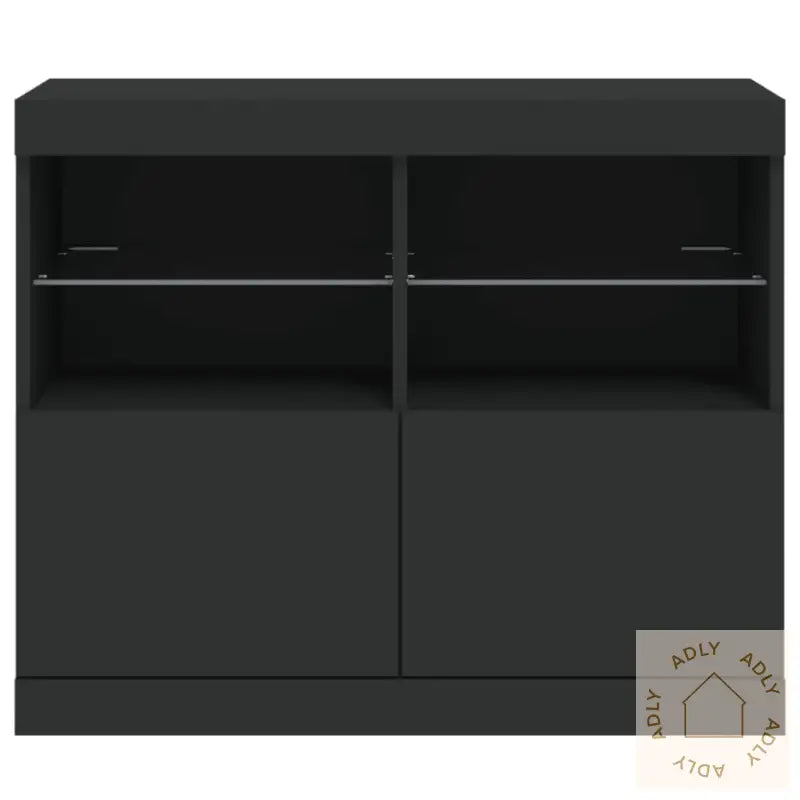 Skjenk Med Led-Lys Svart 81X37X67 Cm