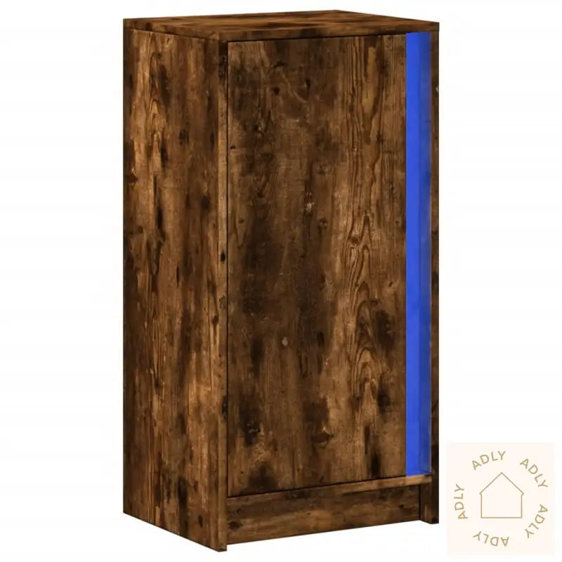 Skjenk Med Led Røkt Eik 42,5X34X85 Cm Konstruert Tre