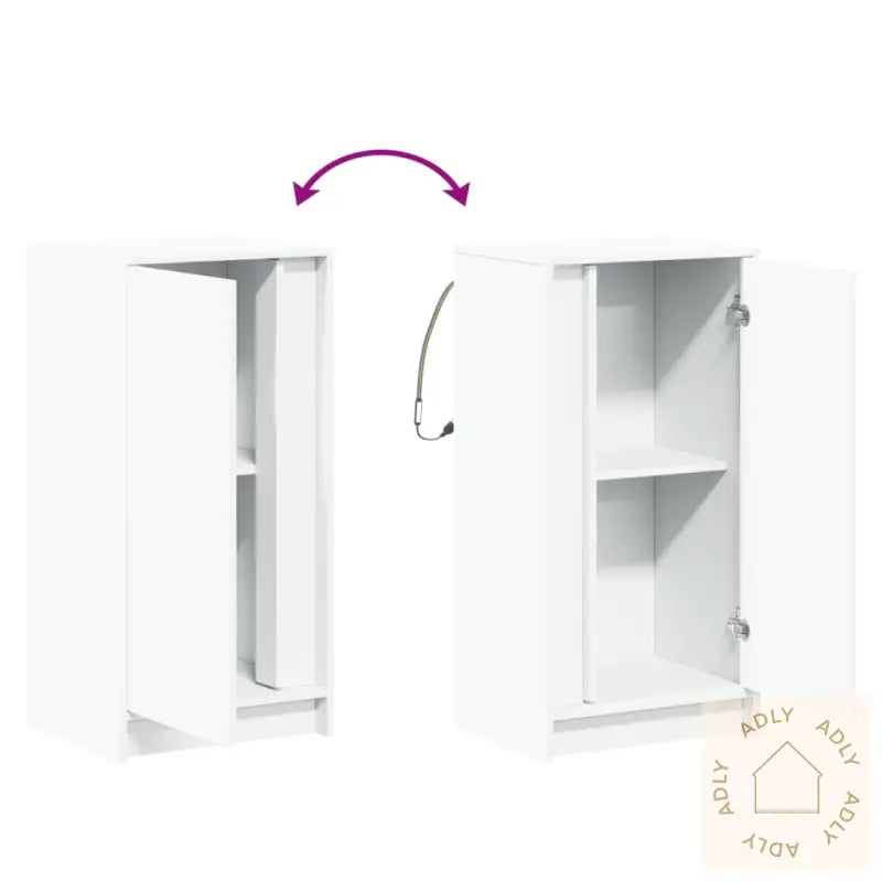 Skjenk Med Led Hvit 42,5X34X85 Cm Konstruert Tre