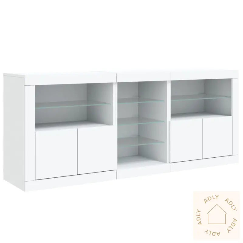 Skjenk Med Led-Lys Hvit 162X37X67 Cm