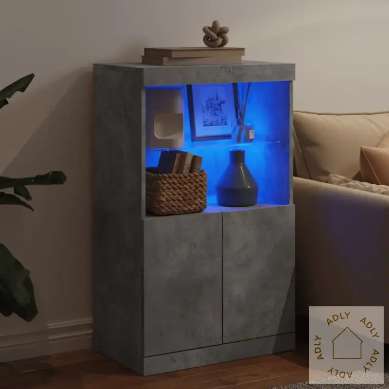 Skjenk Med Led-Lys Betonggrå 60,5X37X100 Cm