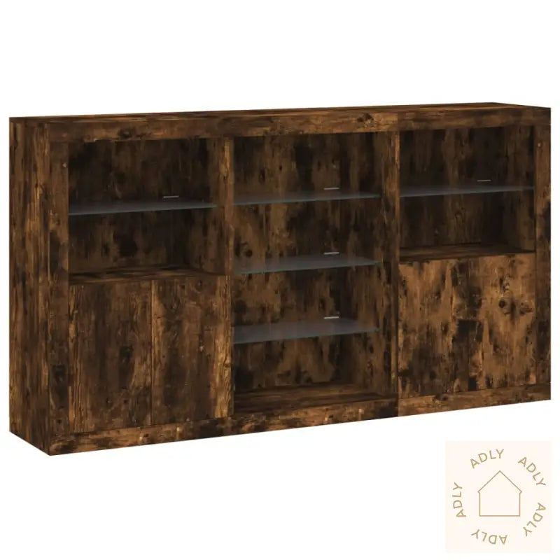 Skjenk Med Led-Lys Røkt Eik 181,5X37X100 Cm